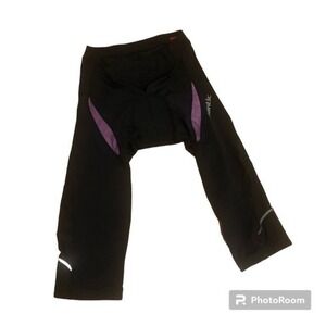 Women's Santic padded 3/4 cycling pants Small Black and purple bicycle riding
